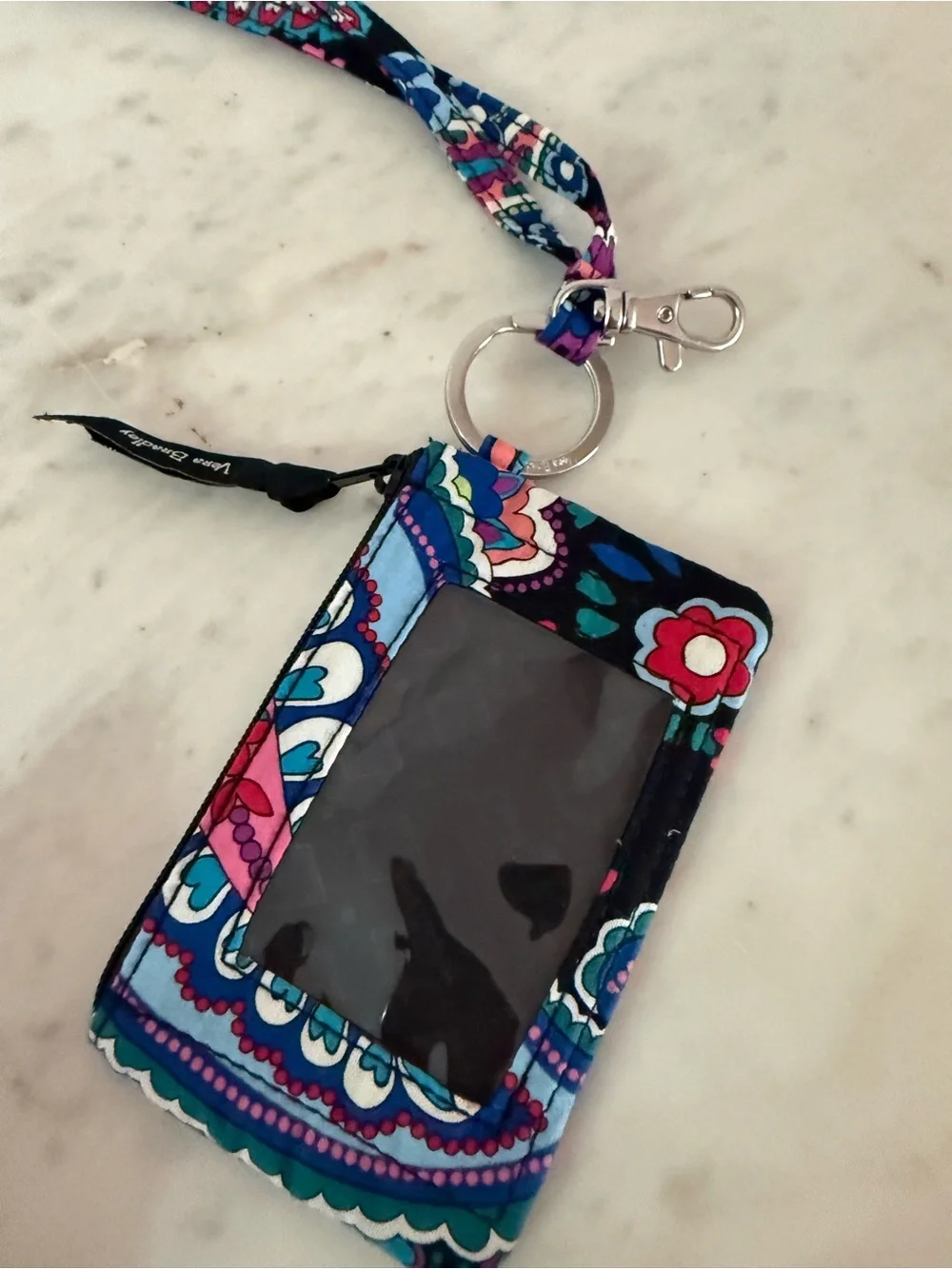 Vera Bradley Zip ID Wallet Lanyard Wristlet Haymarket Paisley Floral NWOT